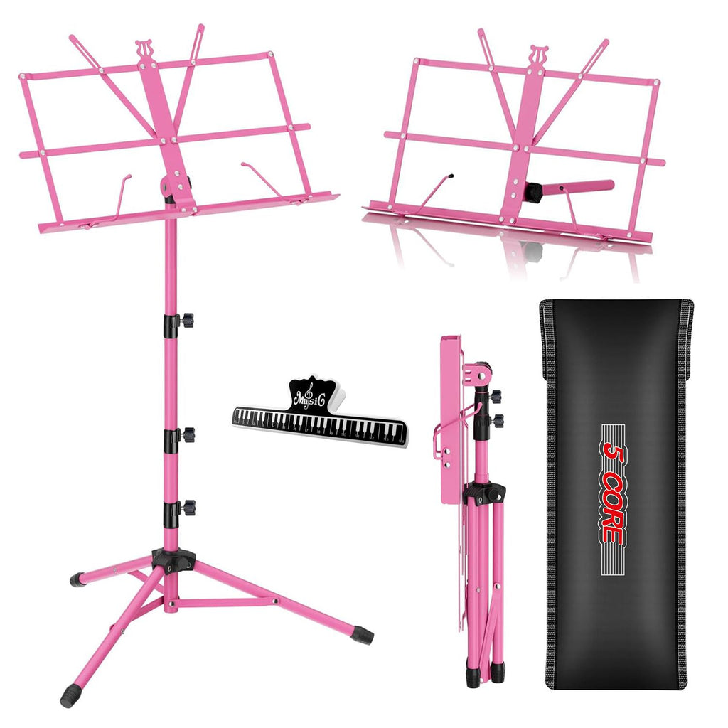5Core Music Stand For Sheet Music Portable Tripod Adjustable Folding Note Holder