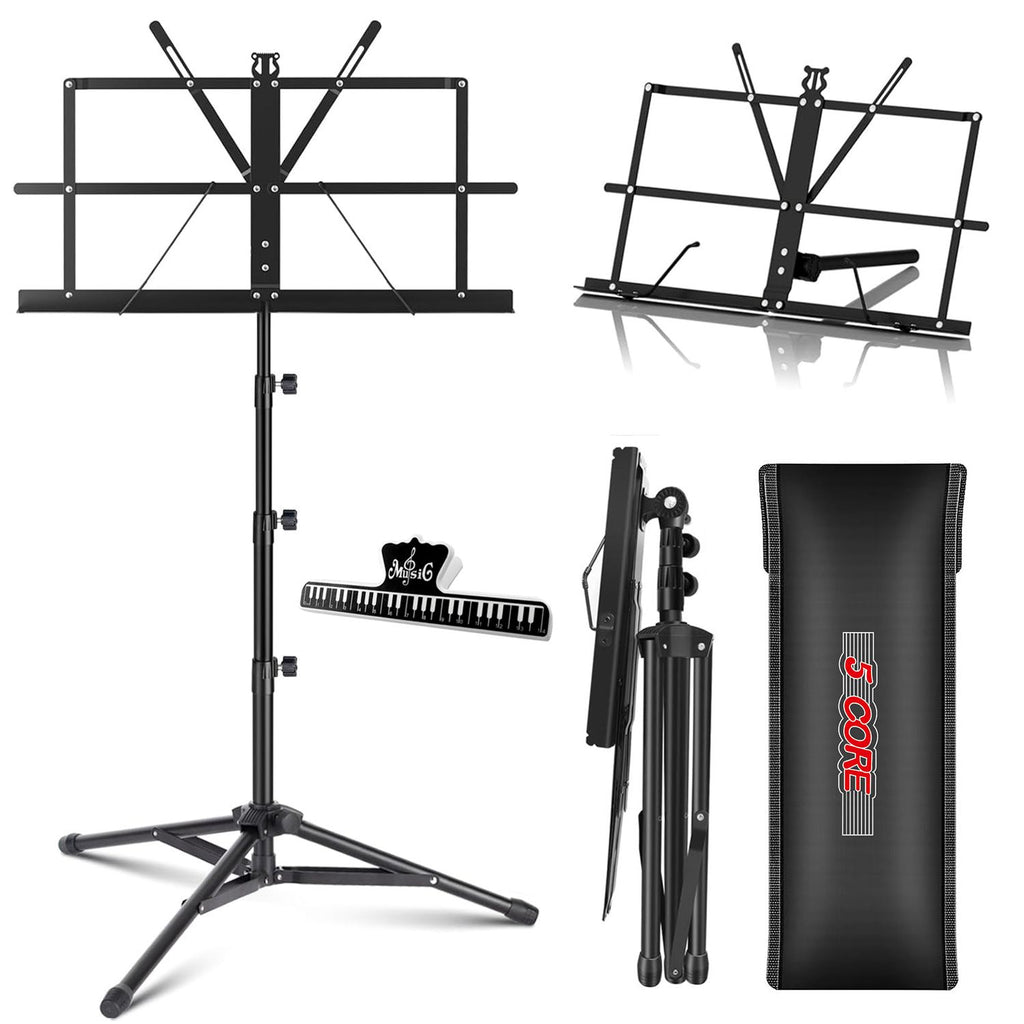 5Core Music Stand For Sheet Music Portable Tripod Adjustable Folding Note Holder
