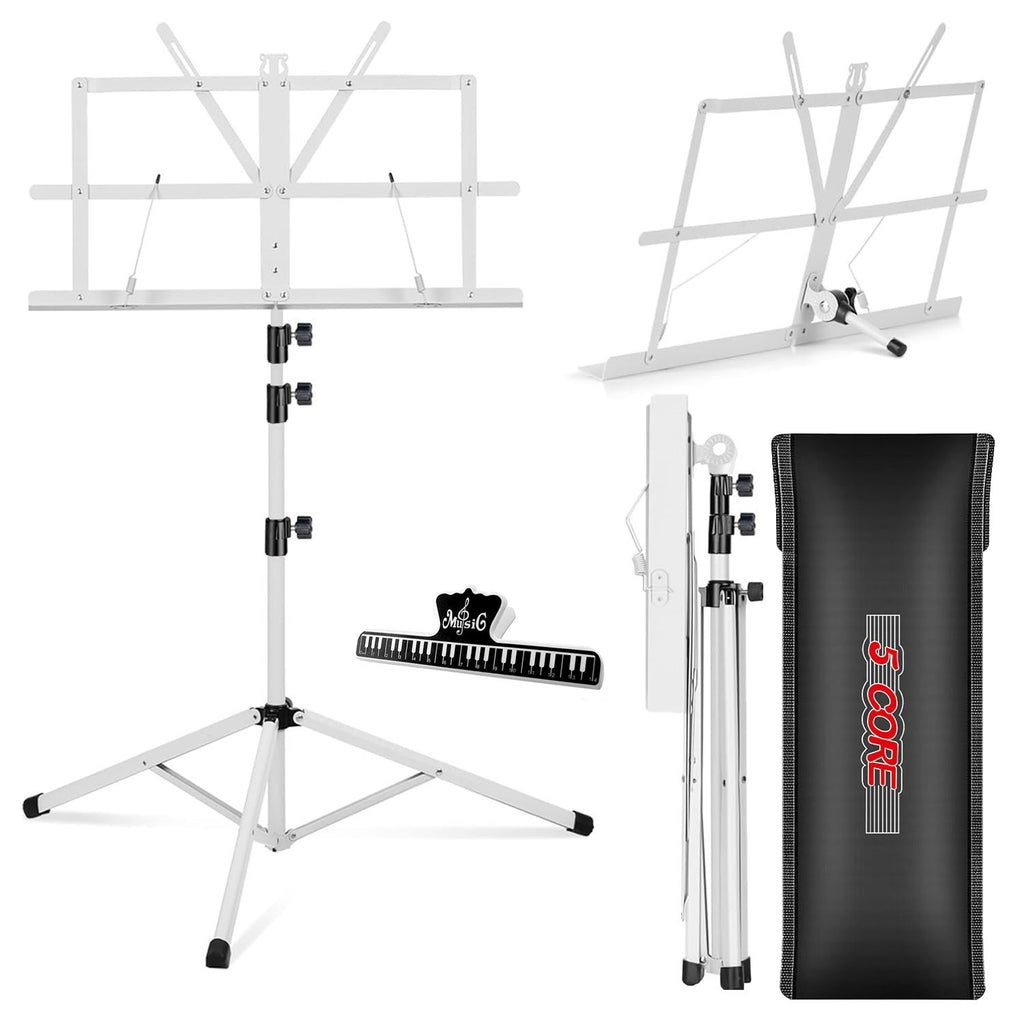 5Core Music Stand For Sheet Music Portable Tripod Adjustable Folding Note Holder