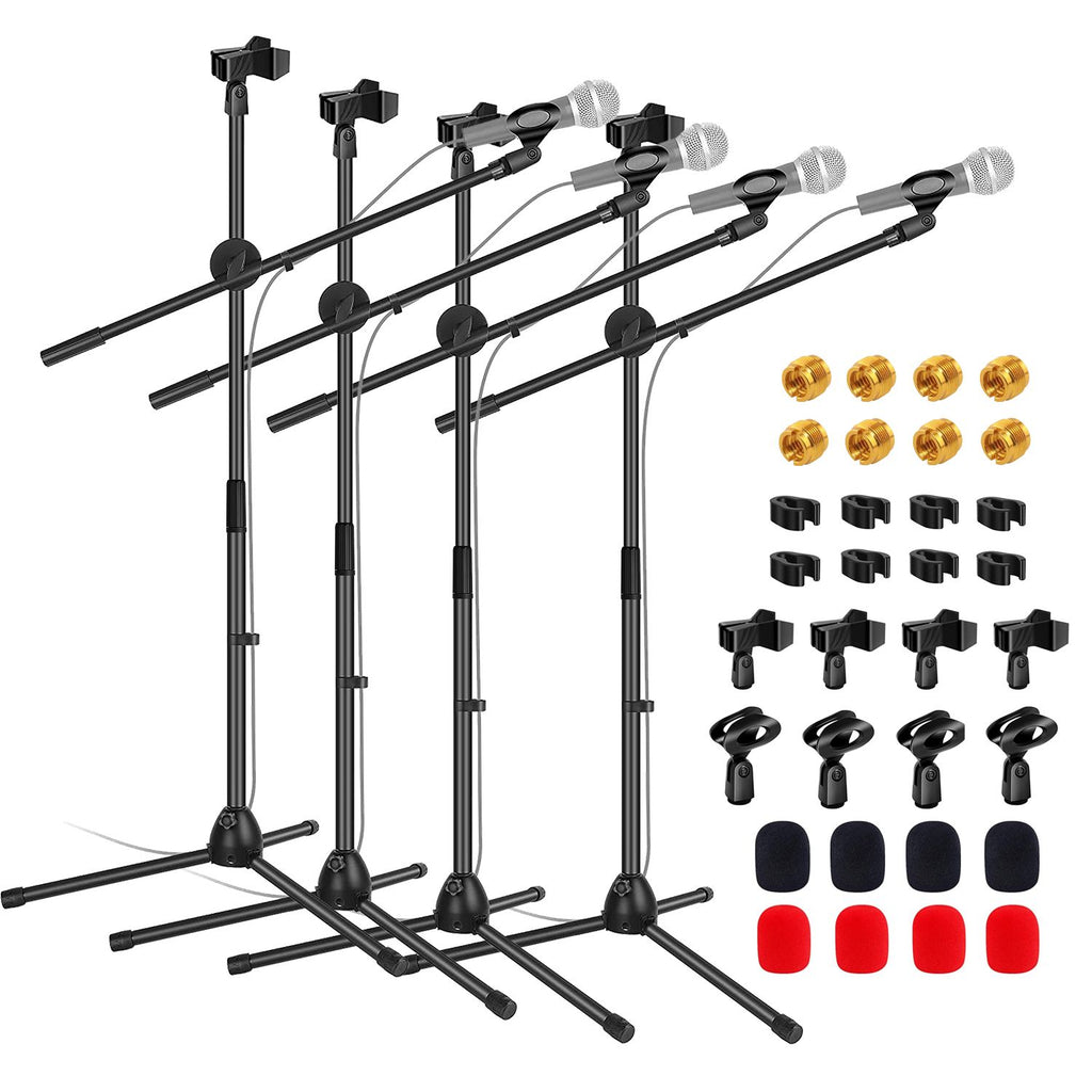 5Core Tripod 4Pcs Mic Stand Adjustable 76" Heavy Duty Floor Microphone Boom Arm