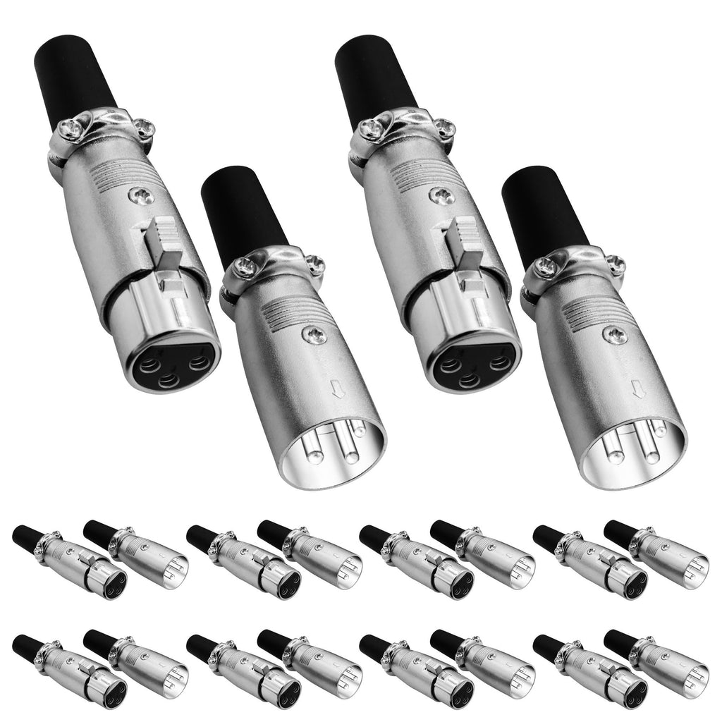 5Core XLR Connector Male Female to 1/4 Audio Jack 3 Pin Secure Mic Plug w Locking Ends