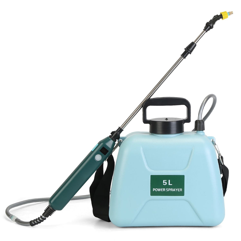 5L/1.32Gallon Battery Operated Water Sprayer Portable Garden Sprayer Electric Sprayer with Rechargeable Handle Telescopic Wand 3 Spray Nozzles Shoulder Strap for Lawn Garden