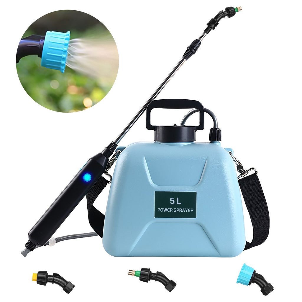 5L/1.3Gallon Electric Plant Sprayer Automatic Plant Sprayer Telescopic Garden Handheld Sprayer with 3 Spray Spouts Shoulder Strap for Cleaning Sterilization