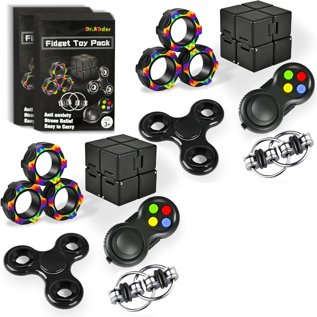5Pcs Fidget Toys Adults Set Easter Basket Gift for Teen Autism Sensory Pack with figette Cube Magnetic Rings Pad