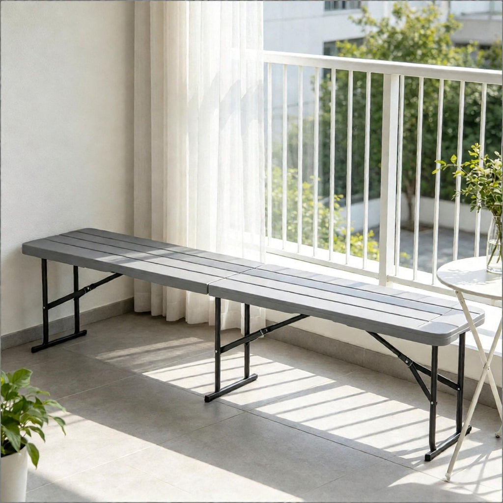 6 Feet Plastic Folding Picnic Bench Camping Dining Seat with Carrying Handle Lightweight Outdoor Seating