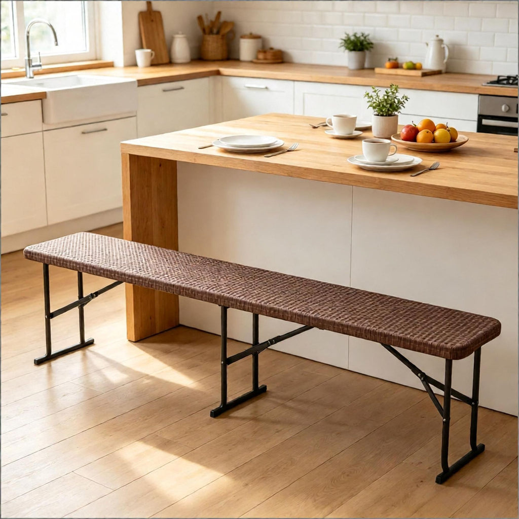 6 Feet Plastic Folding Picnic Bench Camping Dining Seat with Carrying Handle Lightweight Outdoor Seating