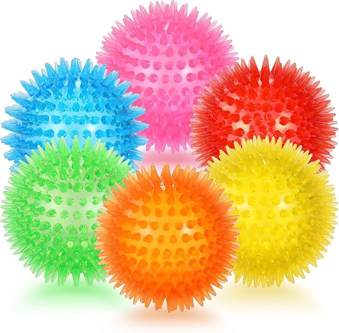6 Pack 3.5' Squeaky Dog Toy Balls, Floating Pool Balls, Spiky Dog Balls, Durable Interactive Fetch Toys for Puppy, Dog Chew Toys for Teething (3.5", Medium/Large)