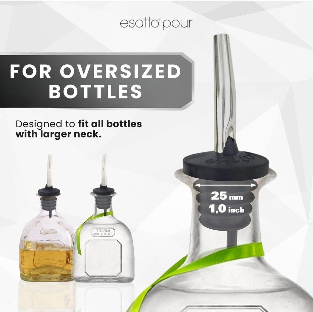 6 Pack Metal Pourer Spouts for Oversized Bottles, Includes 6 Dust Caps to Protect from Dirt & Debris, Pour Spouts for Bottles, Liquor Bottle Pourers for Alcohol & Olive Oil