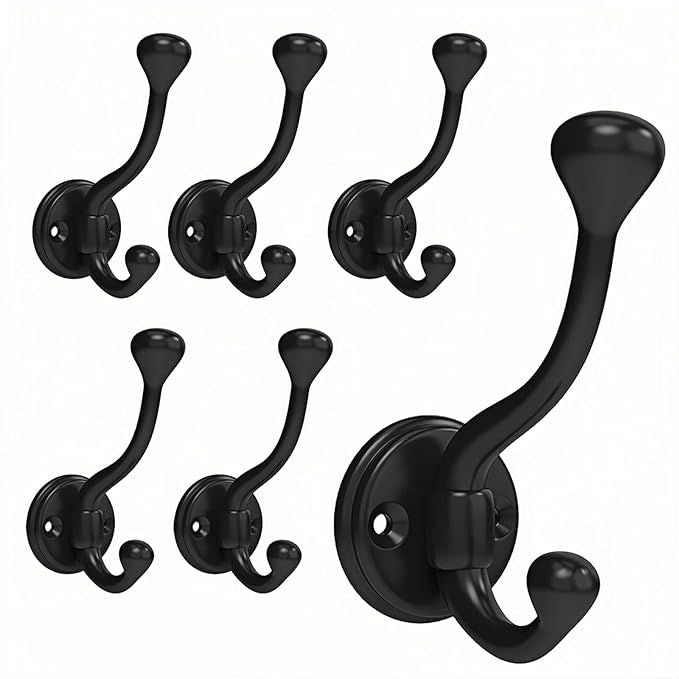 6 Pack Wall Hooks for Hanging Heavy Duty Coat Hook Wall Mount