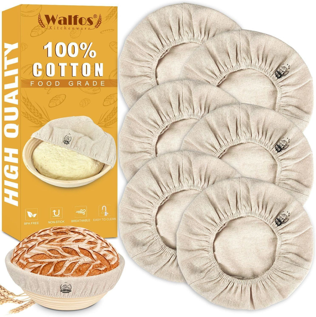6 Packs Bread Basket Liner Cloth, 9 inch round bread proofing basket cloth liner, Baking Dough Basket Cover Natural Rattan Banneton Proofing Cloth