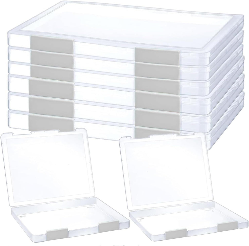 6 Pcs Clear A4 File Portable Project Case, Plastic Storage Box for 8.5" x 11" Letter Paper, Scrapbook Paper Storage Boxes Documents Magazines Holder