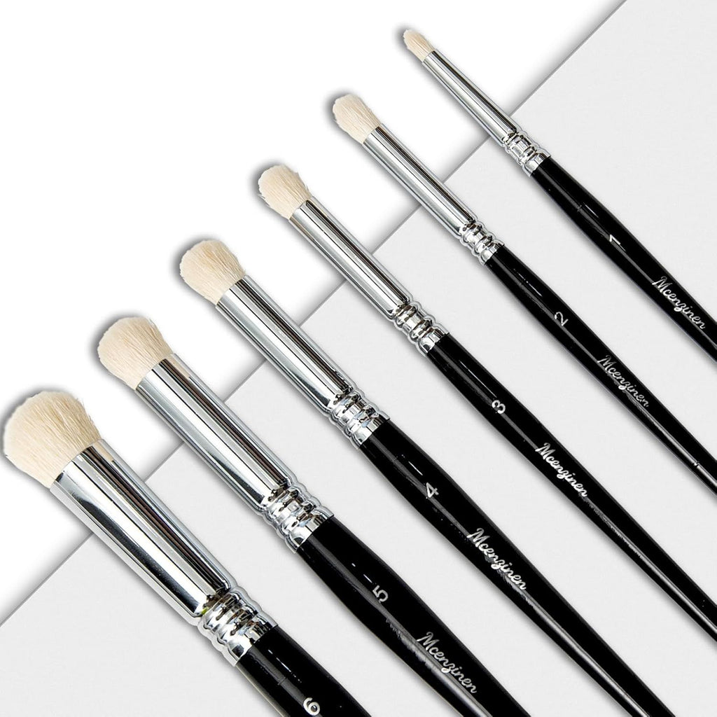 6 Pcs Exquisite Detail Paint Brush Set with Copper Tube and Special Double - Wire - Binding Process,Birch Wood Pen,Circular Grip. Suitable Oil,Watercolour,Acrylic,Digital Painting