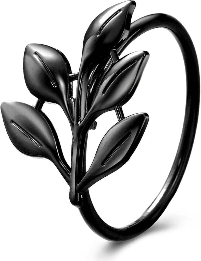 6 Pieces Leaf Napkin Rings Holders Fall Party Napkin Rings for Christmas Thanksgiving Parties, Wedding Adornment, Table Decoration Accessories (Black)