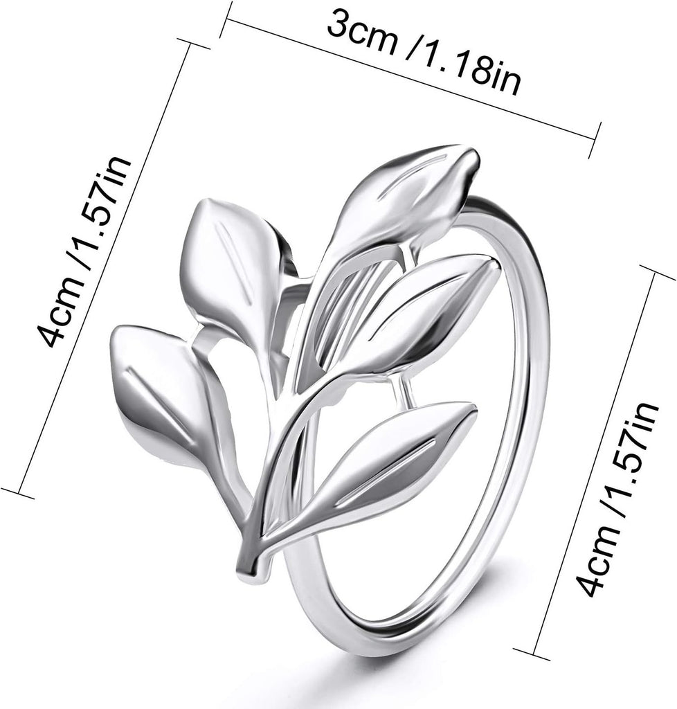 6 Pieces Leaf Napkin Rings Holders Fall Party Napkin Rings for Christmas Thanksgiving Parties, Wedding Adornment, Table Decoration Accessories Silver