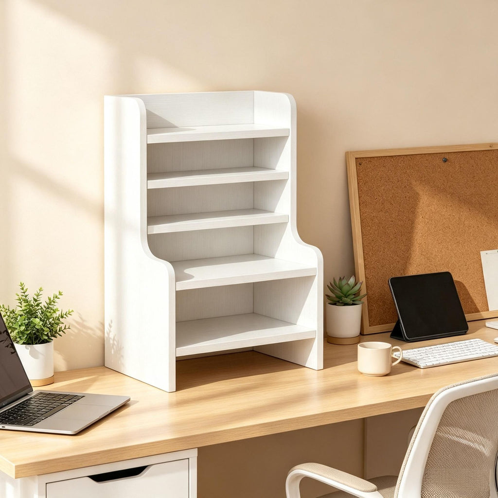 6-Tier Desktop Organizer Mini Storage Rack with 2 Removable Shelves for Home Office Organization And Storage