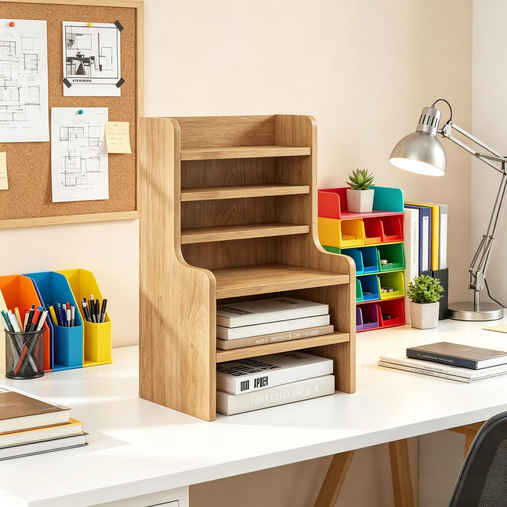 6-Tier Desktop Organizer Mini Storage Rack with 2 Removable Shelves for Home Office Organization And Storage