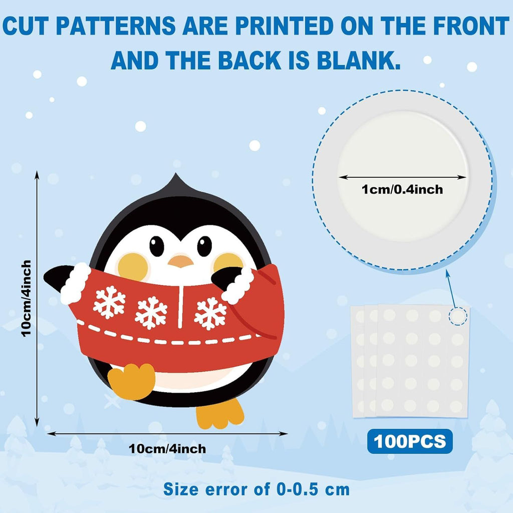 60 Pcs Winter Penguin Cutouts Christmas Snowman Snowflake Cutouts for Bulletin Board Classroom Decoration School Classroom Supplies for Birthday Party Wall Home Office Decor(Penguin)