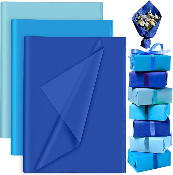 60 Sheets Blue Tissue Paper Bulk