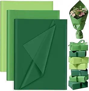 60 Sheets Green Tissue Paper Bulk, Green Tissue Paper Sheets for Gift Bags for Saint Patrick's Day Gift Wrapping Birthday Wedding Holiday Flower