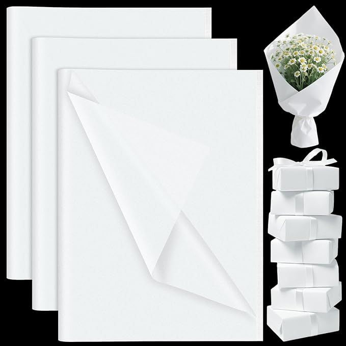 60 Sheets White Tissue Paper, Gift Wrap Tissue Paper Sheets Bulks for Packaging Birthday Gift Wrapping Birthday Wedding Holiday