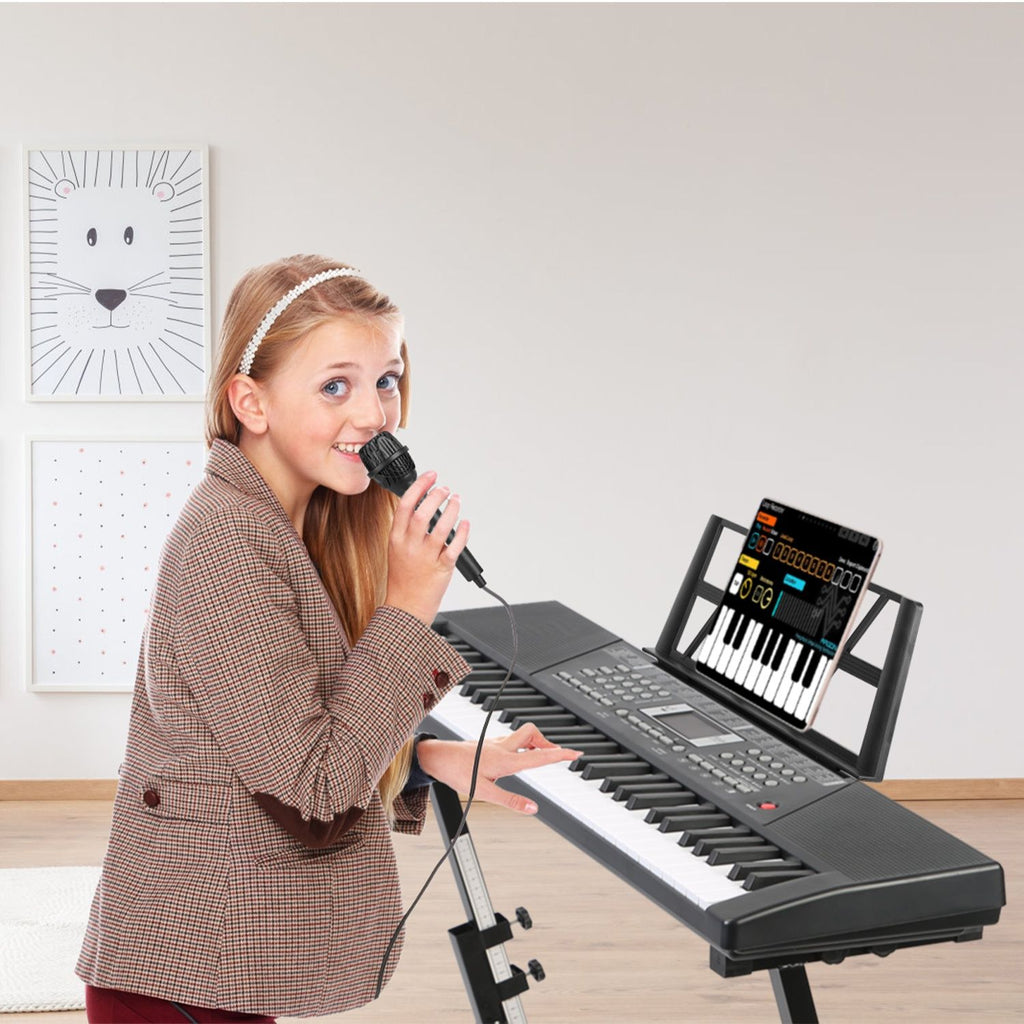 61 Keys Digital Music Keyboard Electric Piano Electronic Musical Instrument Kids Learning Keyboard with Microphone for 3-12 Year Old Kids Girls Boys