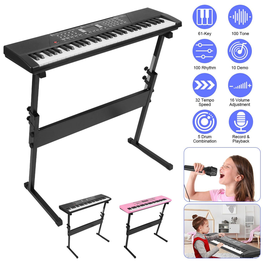 61 Keys Digital Music Keyboard Electric Piano Electronic Musical Instrument Kids Learning Keyboard with Microphone Stand for 3-12 Year Old Kids Girls Boys