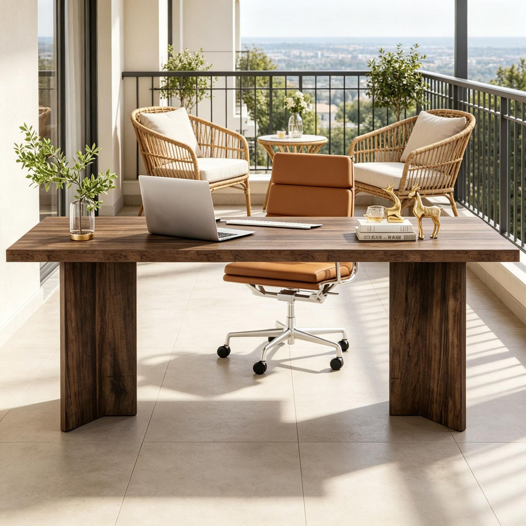 63" Executive Desk Farmhouse Style Computer Desk with Large Tabletop for Home Office