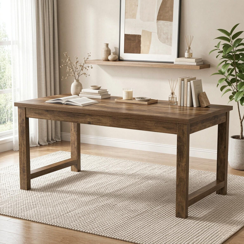 63" Executive Desk Sturdy Home Office Computer Desk Writing Table for Business Use with Large Work Area And Storage