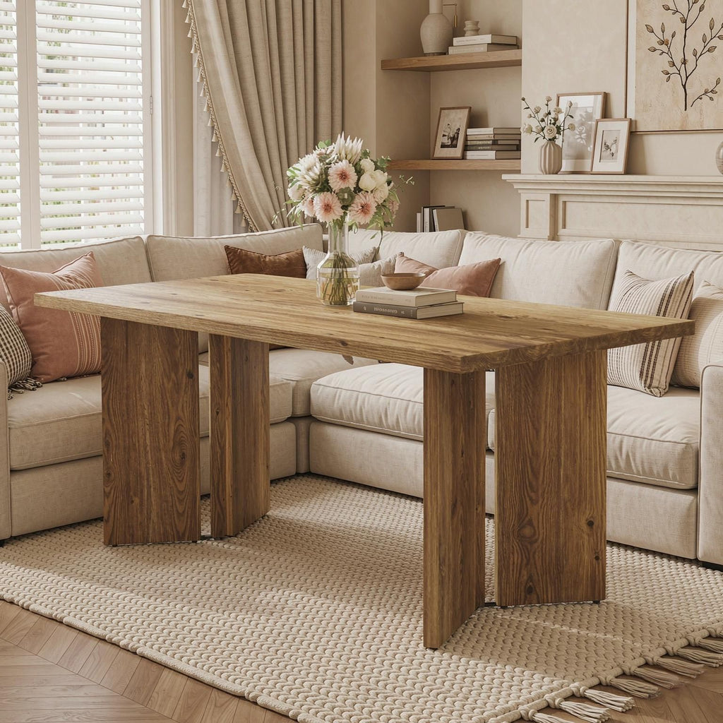 63" Farmhouse Long Wood Dining Table