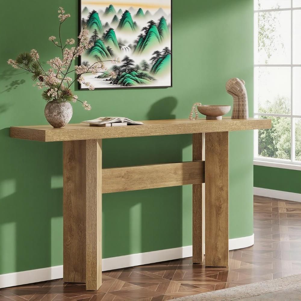 63-Inch Farmhouse Console Table, Long Wooden Sofa Table Behind Couch  for Entryway, Foyer, Hallway, Living Room