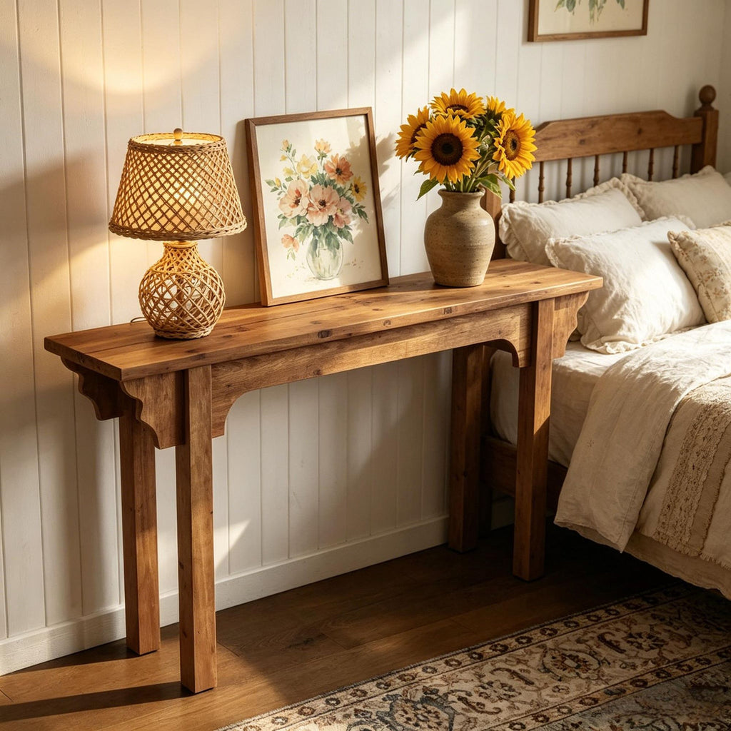 63 Inch Wood Console Table Mid-Century Modern Entryway Sofa Table for Hallway Living Room Decorative Storage Furniture