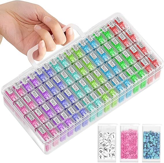 64 Jars Storage Containers Diamond Art Kits for Adults Portable Storage Organizer