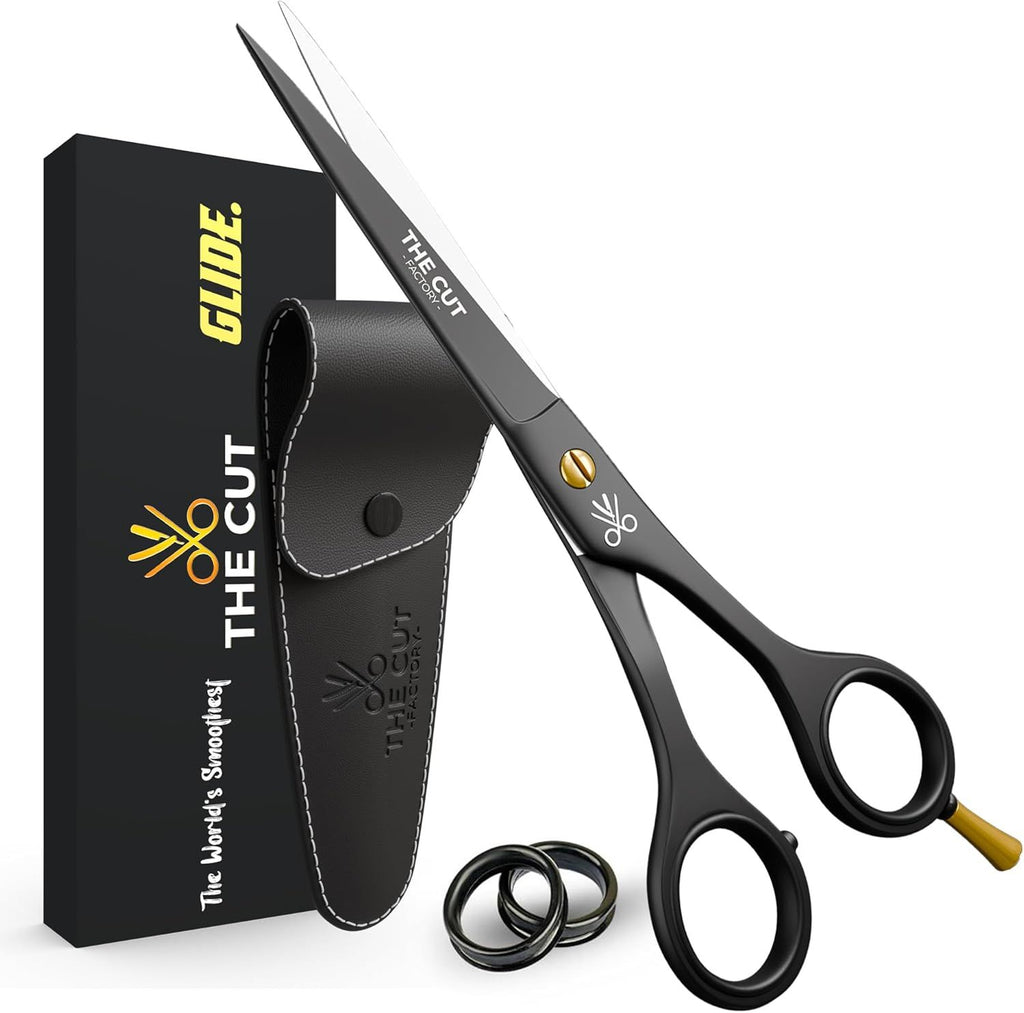 6.5' Matte Black Luxury Hair Scissors – Ultra-Sharp High Carbon Steel Barber Shears for Men, Women & Kids – Gift-Boxed with Leather Pouch – Precision Cutting for Salon & Home
