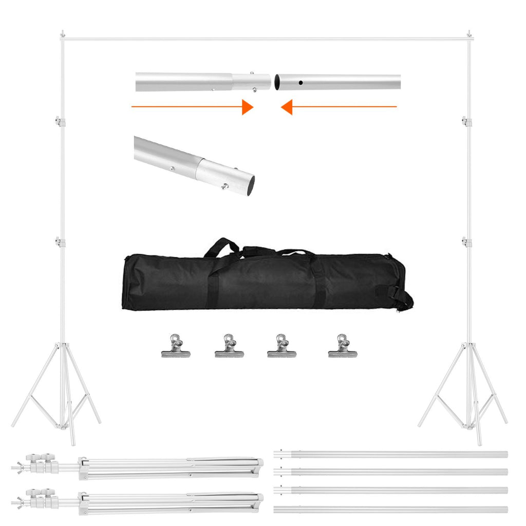 6.5 x 10ft Photo Video Studio Backdrop Background Stand Adjustable Heavy Duty Photography Backdrop Support Stand Set