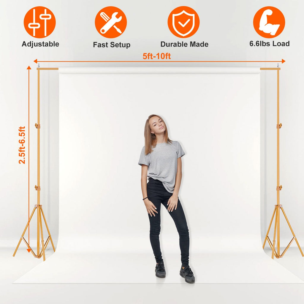 6.5 x 10ft Photo Video Studio Backdrop Background Stand Adjustable Heavy Duty Photography Backdrop Support Stand Set