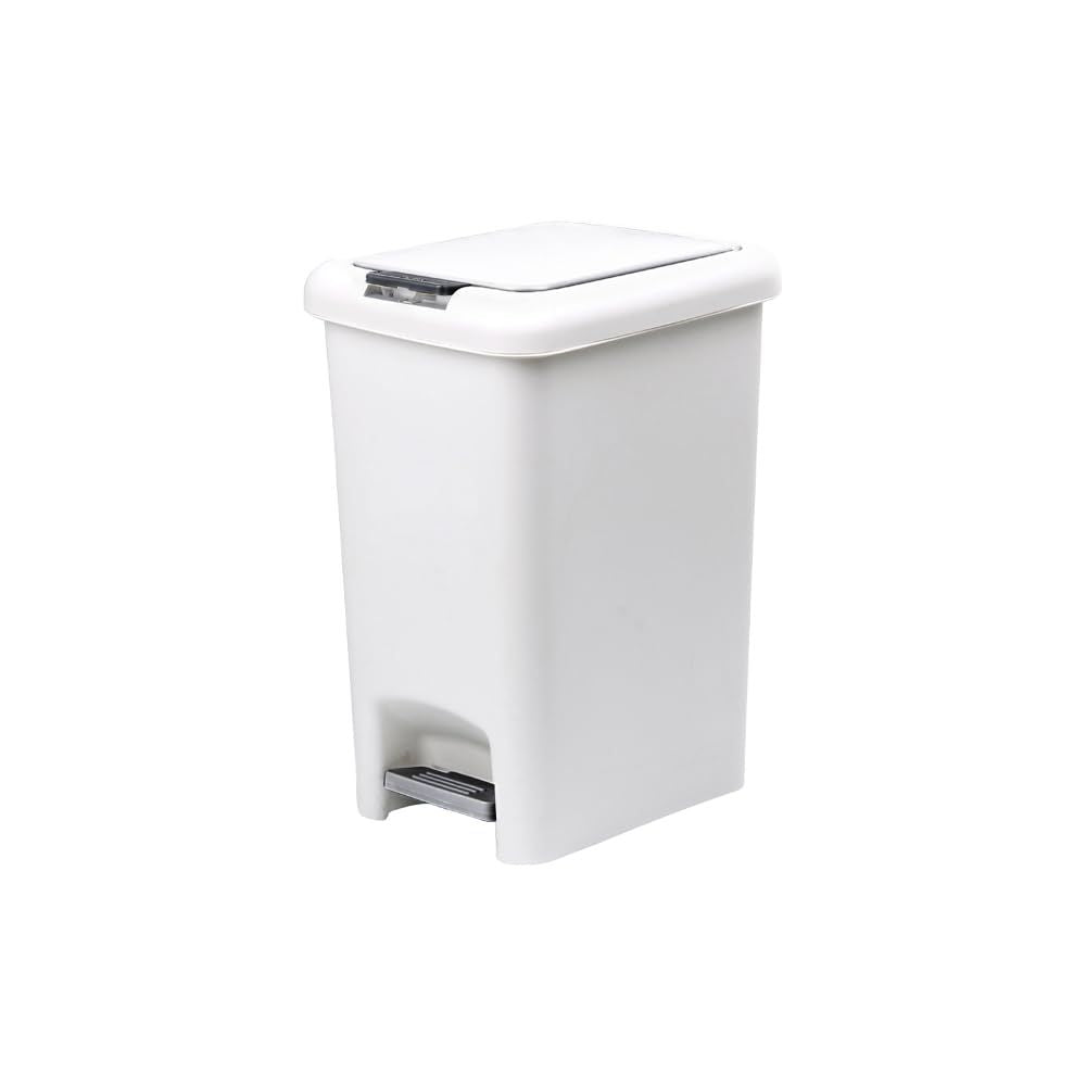 6.5L Slim Step & Push Trash Can - Dual Opening, Smooth Matte Finish, Durable Plastic (9.5"x7"x11.5") - White