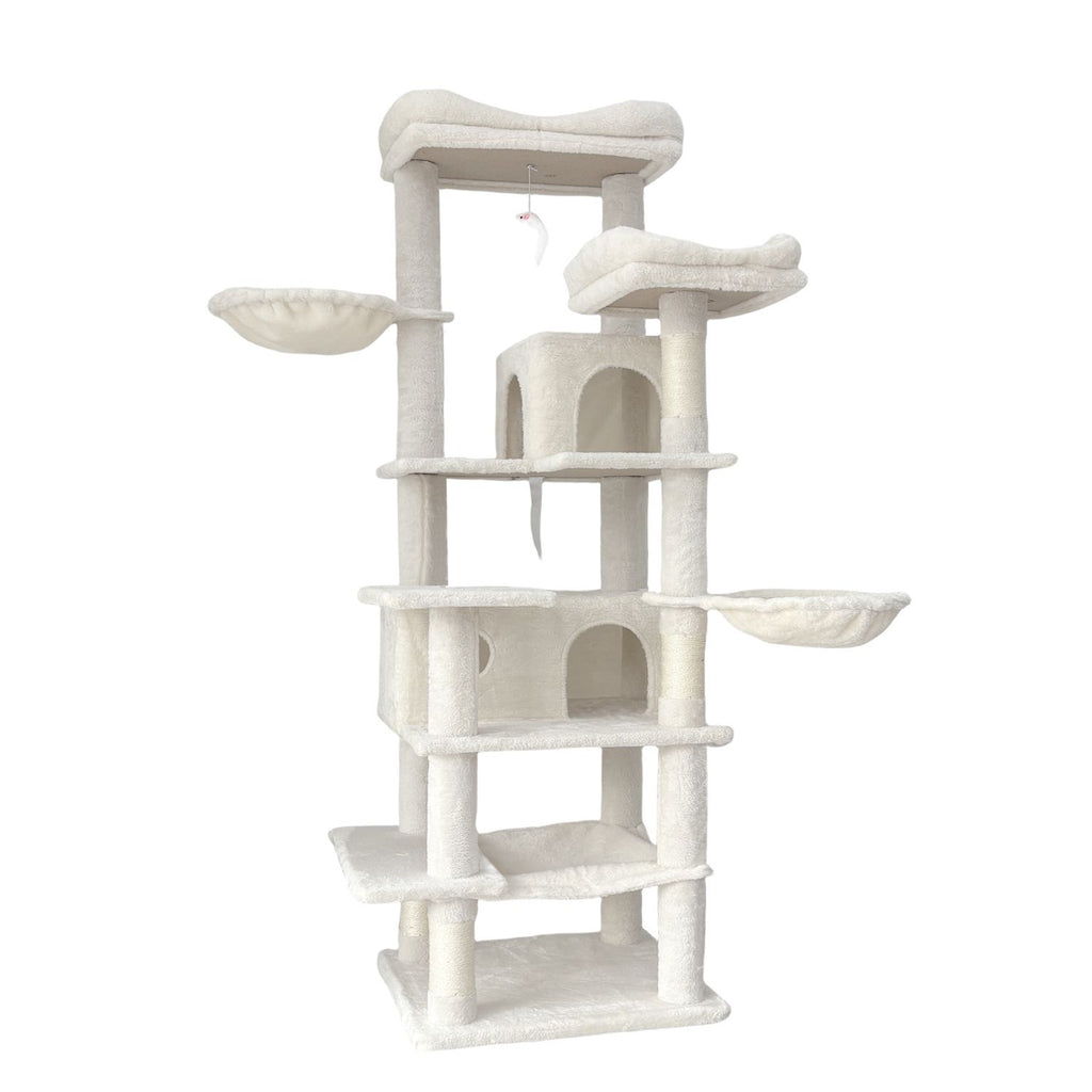 68in Multi-Level Cat Tree Tower with Hammocks, Cat Condo, Hanging Basket, Removable Cushions & Sisal Scratching Posts, Plush Cat Activity Center for I
