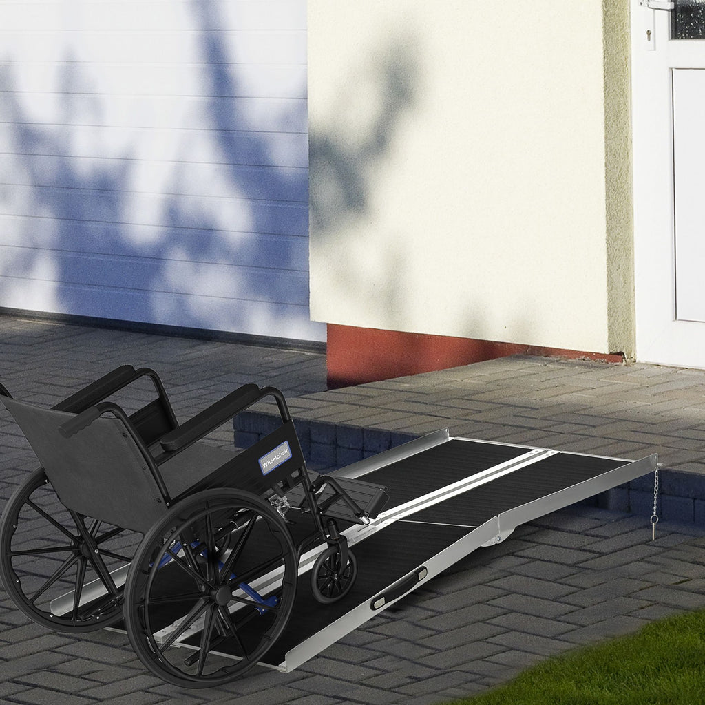 6ft Aluminum Mobility Ramp, Anti-Slip, Easy Folding for Quick Access, Steps, Doorways, Black