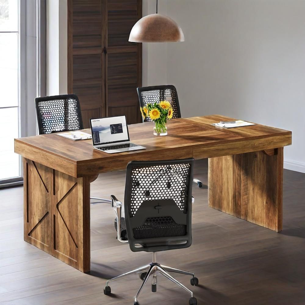 6ft Rectangular Conference Table, 63 Inches Wood Meeting Table, Modern Seminar Table Boardroom Desk
