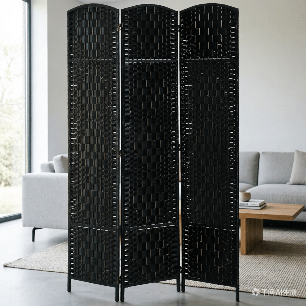 6FT Tall Room Divider 3 Panel Freestanding Hand-Woven Privacy Screen with 360° Hinges for Room Separation