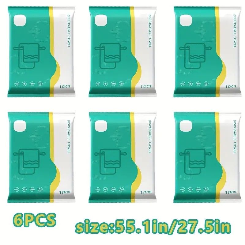6pcs Portable Disposable Towels, Thickened, Separately Packaged, Soft and Light Beige-Friendly, Highly Absorbent, Suitable for Business Travel, Home Use, Pool Parties, Gym, Office, Vacation, Camping,