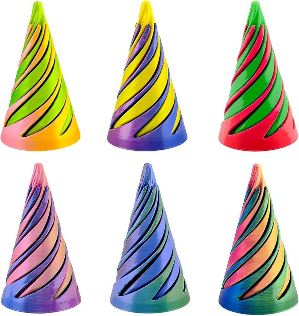 6Pcs Spiral Cone Fidget Toy, Impossible Cone Impossible Pyramid Passthrough Toy,3D Printed Spiral Cone Fidget Toy, Vortex Thread Illusion Desktop Deco Souvenir Gift for Anxiety Relaxing