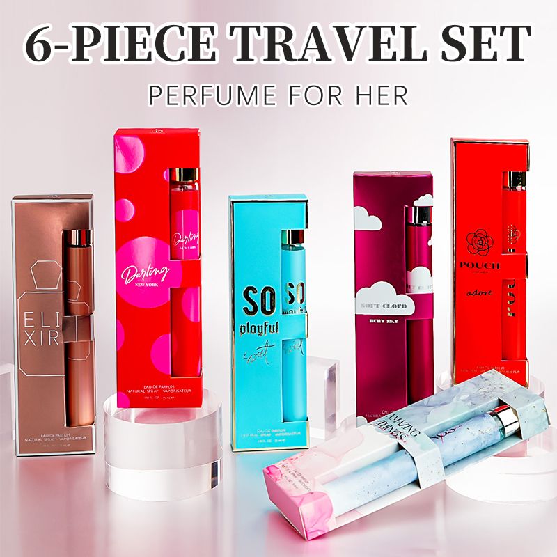 6pcs Travel Set, Women's Eau De Parfuma Spray, Long Lasting Fragrance, 6 Different Flavor, Perfect for Holiday Gifts, Dating, Daily Life, Parties, 1.18fl.oz/bottle
