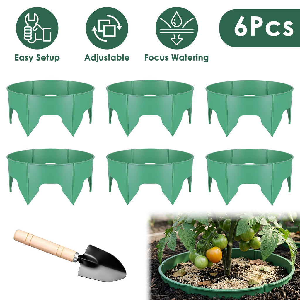6Pcs/12Pcs 10in Planting Grow Rings Adjustable for Outdoor Plants Interlocking PP Plant Protection Rings with Hand Shovel Deep Watering Plant Guards for Vegetables Flowers Shrubs Tomatoes Garden Beds