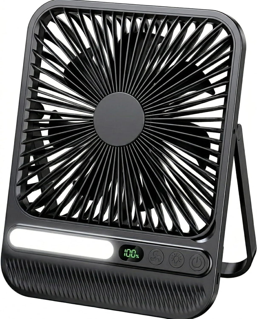 7-Inch Portable Travel Fan, Cruise Ship Approved, 28H 8000mAh Ultra-Thin Quiet Rechargeable Battery Operated Desk Fan with Timer & LED Display for Bedroom, Office, Camping