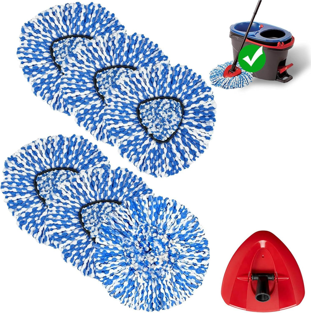 7-Pack Mop Replace Heads Compatible for O Ceda, Spin Mop Refill Head Replacement for RinseClean 2-Tank System - Fluffy Microfiber, Machine Washable and Easy to Replace