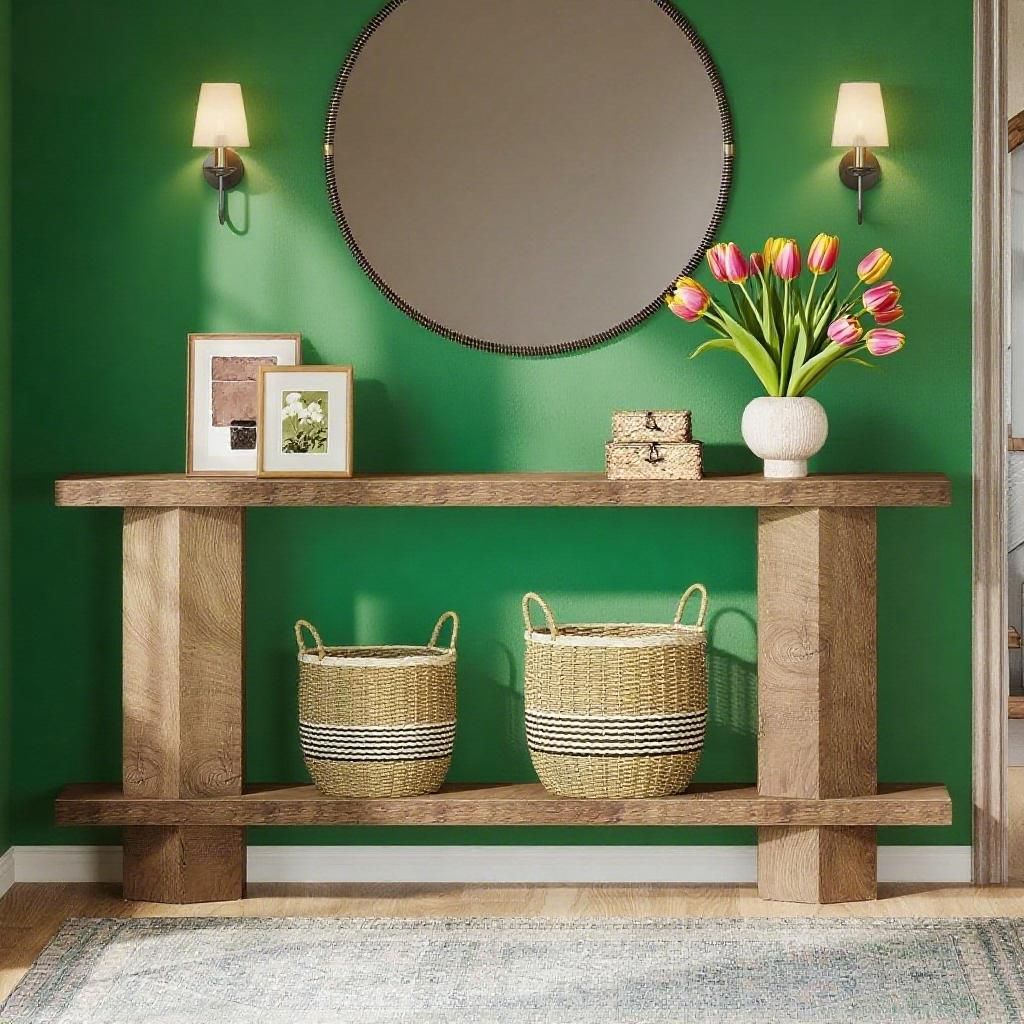 71-Inch Long Console Table for Entryway, Wooden Sofa Table Behind Couch, for Living Room