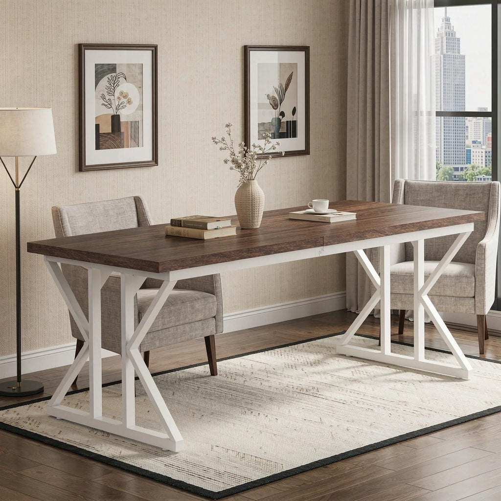 78.7 Inch Executive Desk Large Computer Desk for Two People Home Office Use with Plenty of Space for Dual Monitors And Laptops