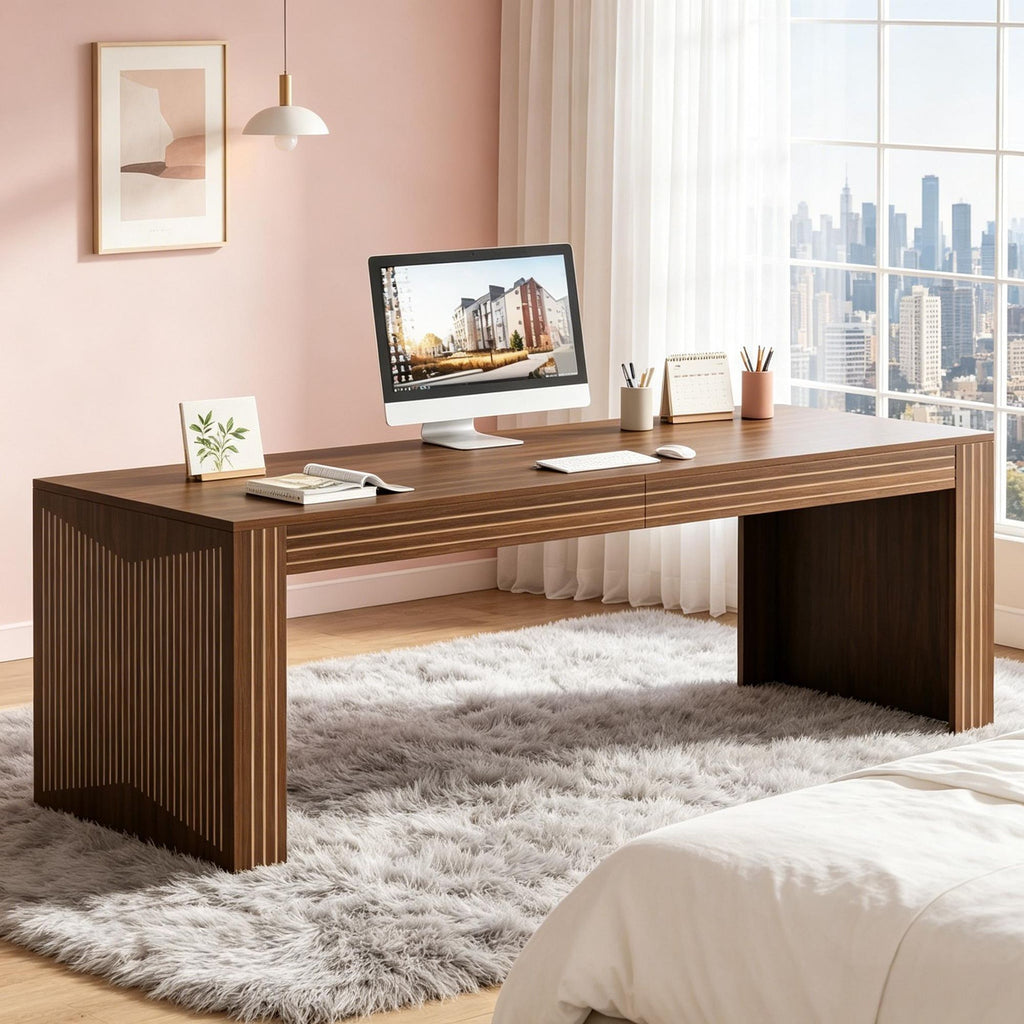 79 Inch Double Computer Desk Two Person Home Office Desk Large Workstation