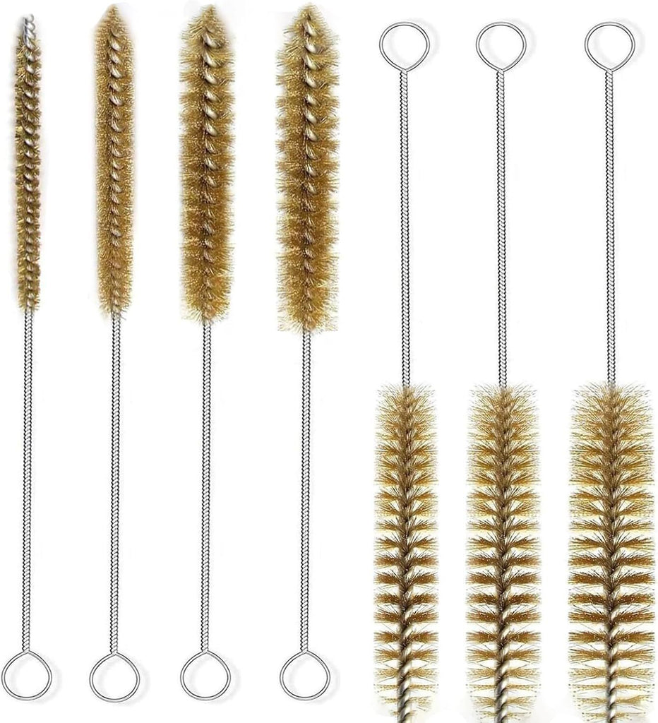 7pcs Brass Wire Tube Brushes Bottle Brush Set,11Inch Long Wire Brushes for Cleaning, Wire Pipe Cleaner Bore Brush Cleaning for Tubes,Bottle,Keyboards,Glass